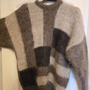 Handknit Unisex Angora Wool Heavyweight Sweater (2XL)